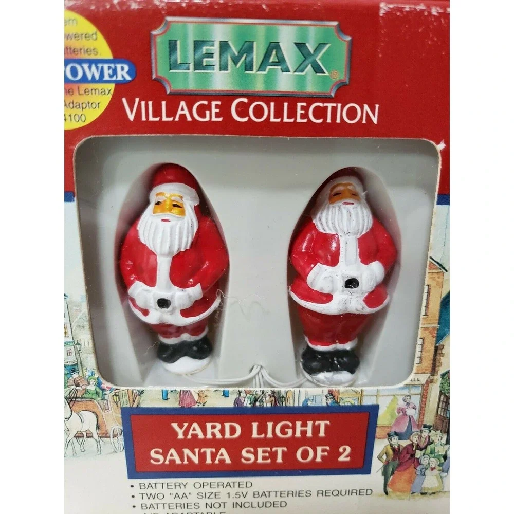 NEW LEMAX VILLAGE CHristmas YARD LIGHTS SANTA SET 2 blow mold vintage lawn decor